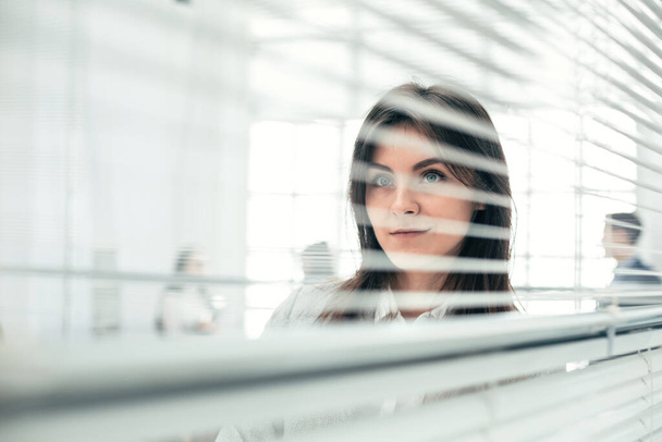 young business woman standing near office window. - Fotoğraf, Görsel