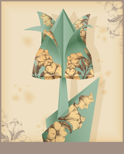 Origami květina. Tulipán - Vektor, obrázek