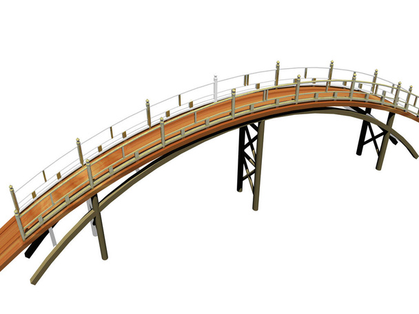 puente de pedestal curvado de madera sobre el río
 - Foto, imagen