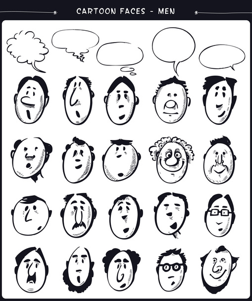 Caras de dibujos animados-hombres
 - Vector, imagen