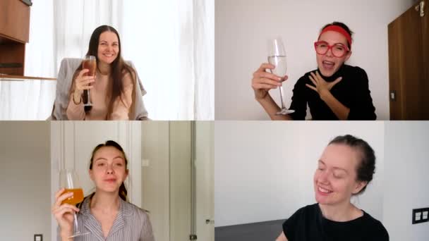 Mädchen Freunde trinken online web - Filmmaterial, Video