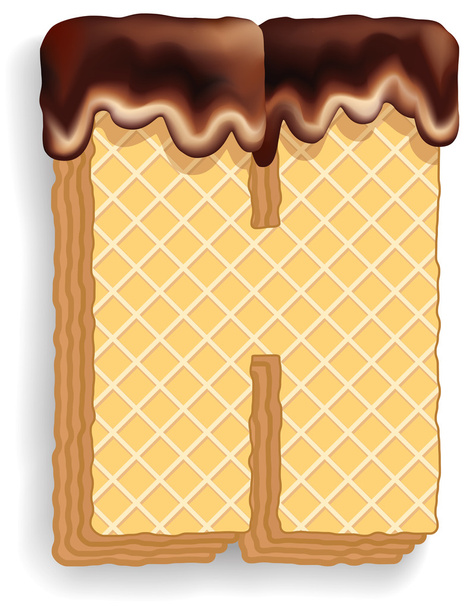 brief h bestaande uit wafels met chocolade crème - Vector, afbeelding