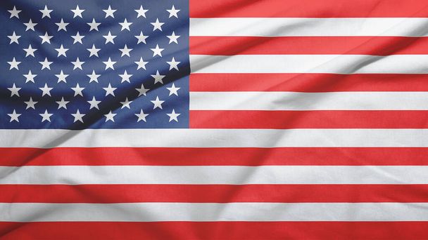 United States waving flag on the fabric texture - Photo, Image