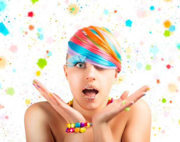 Rainbow maquillage de mode coloré
 - Photo, image