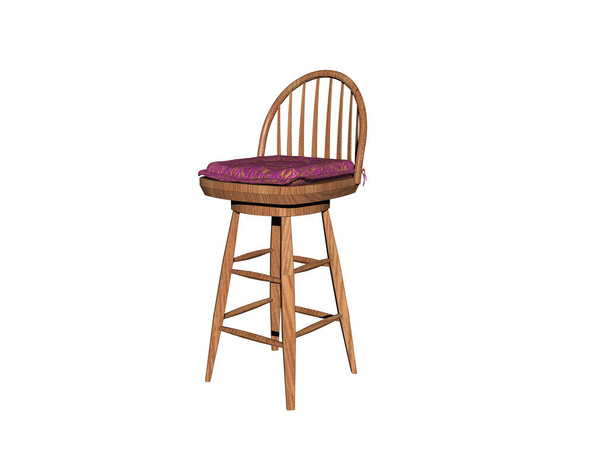 dřevěná barová stolička s opěradlem - Fotografie, Obrázek