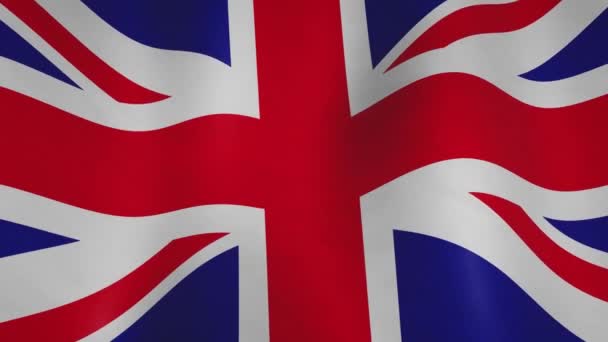 Union Jack UK background flag waving national Patriotism. United Kingdom wavy banner and closeup abstract symbol - seamless video loop animation - Footage, Video