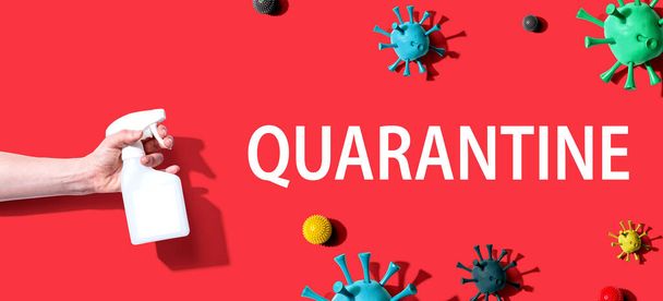 Quarantine theme with sanitizing spray - Foto, Imagem
