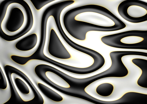 Een 3D weergave beeld van abstracte illusie stroom vloeistof inkt kunst achtergrond in zwart-wit pastel kleur - Foto, afbeelding