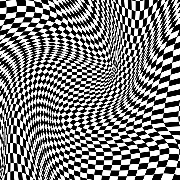 Absztrakt fekete-fehér hajlított rács vektor háttér - Vektor, kép