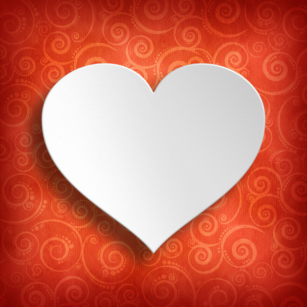 Valentine's Day - White heart on red patterned background - Fotografie, Obrázek