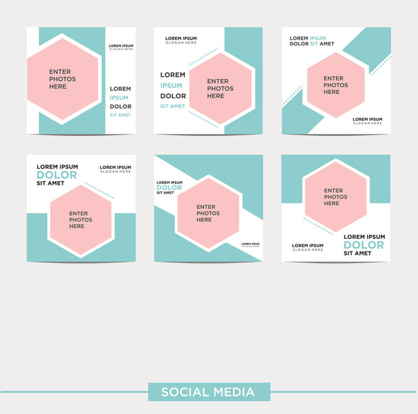 Modello di presentazione aziendale. Set di post sul blog moderni.Pacchetto social media .beauty card
 - Vettoriali, immagini