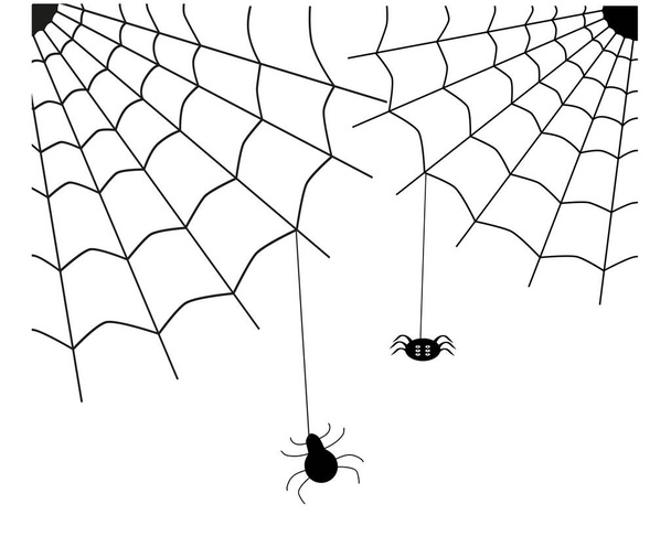 Örümcekler örümcek ağı örerler. Cadılar Bayramı için resim. Vektör. - Vektör, Görsel