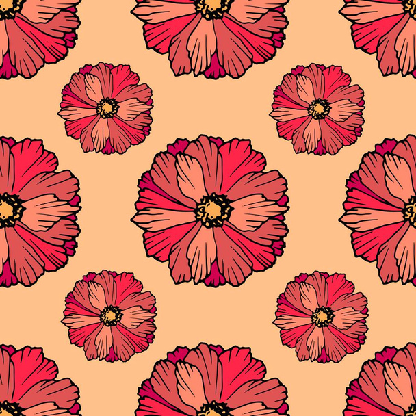 seamless pattern with gerbera flowers, wallpaper and fabric ornament, wrapping paper, background for different designs, scrapbooking - Vecteur, image
