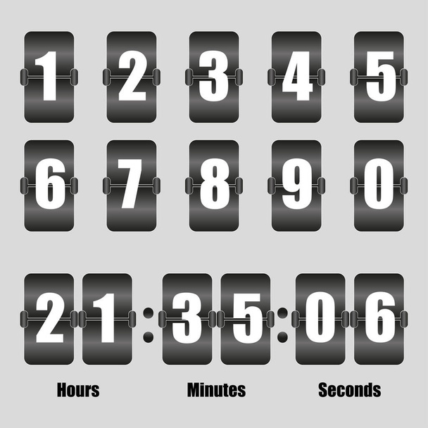 Set of inverted scoreboard and clock in flat style on a gray background. Vector - Vector, afbeelding