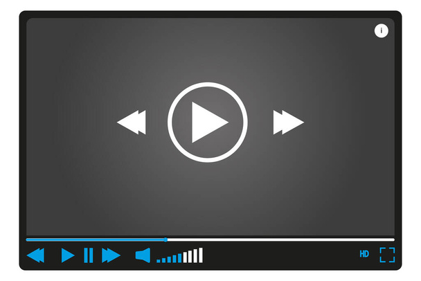 Video player. Black flat style, template for web design. Minimal interface. Vector illustration - Vector, Image
