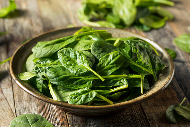 Raw Organic Fresh Baby Spinach in a Bowl - Photo, Image