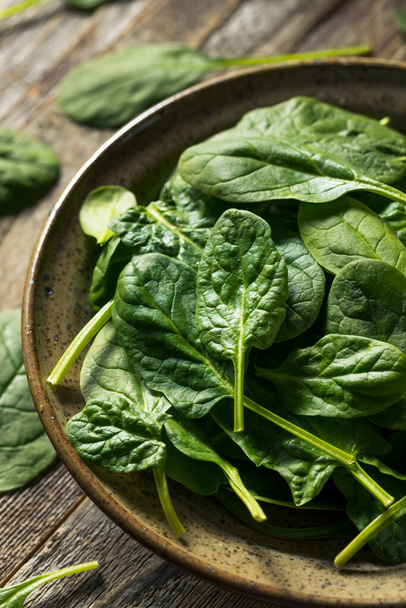 Raw Organic Fresh Baby Spinach in a Bowl - Foto, Imagen