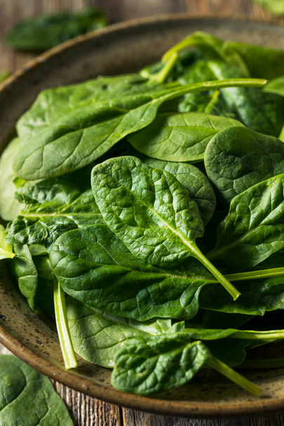 Raw Organic Fresh Baby Spinach in a Bowl - Photo, image