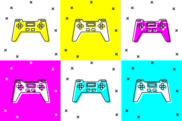 Установите иконку Gamepad на цветном фоне. Игровой контроллер. Векторная миграция
 - Вектор,изображение
