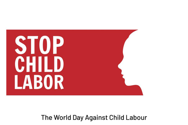 Παγκόσμια Ημέρα κατά της Παιδικής Εργασίας. Πρότυπο για φόντο, banner, κάρτα, αφίσα με επιγραφή κειμένου. Εικονογράφηση διανύσματος EPS10. - Διάνυσμα, εικόνα