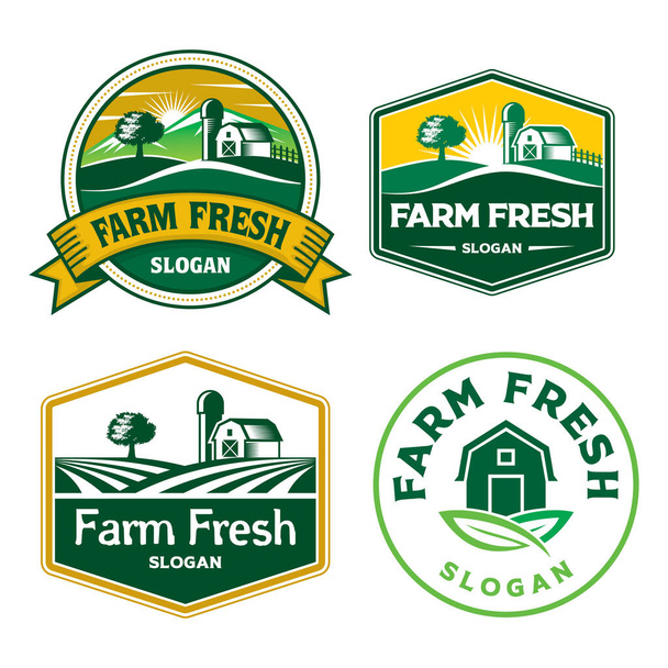 Logo de ferme fraîche, vecteur d'emblème de ferme fraîche - Vecteur, image