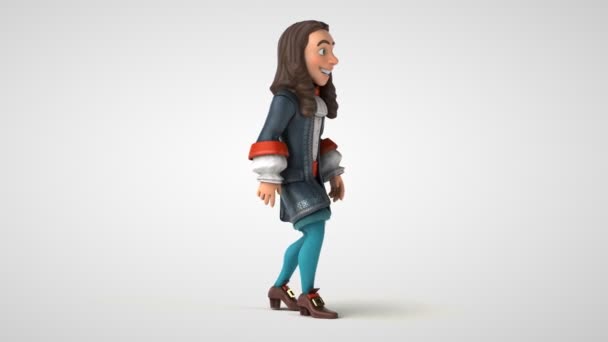 3D animation of a cartoon man in historical baroque costume walking  - Filmati, video