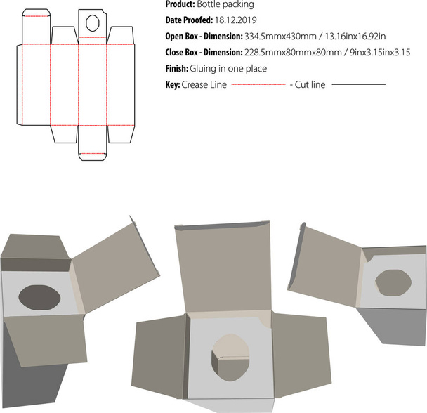 Конструкция упаковки бутылок вектор резки штампа
 - Вектор,изображение
