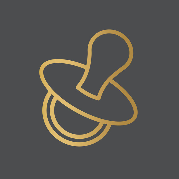 goldener Babyschnuller Icon-Vektor-Illustration - Vektor, Bild