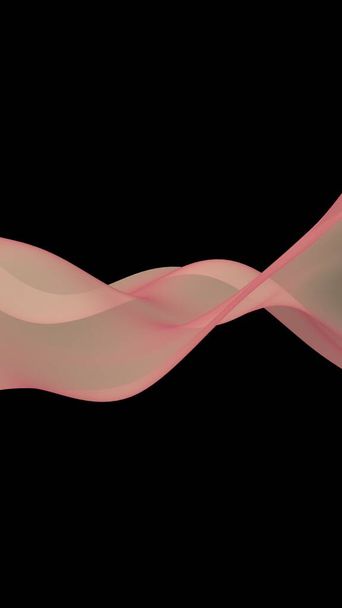 Abstract wave. Scarf. Bright ribbon on black background. Abstract smoke. Raster air background. Vertical image orientation. 3D illustration - Φωτογραφία, εικόνα