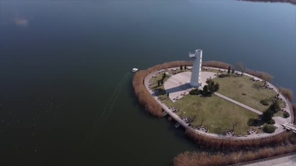 Mogan Lake, Golbasi / Ankara, Törökország. Mogan-tó látszó torony légi kilátás - Felvétel, videó