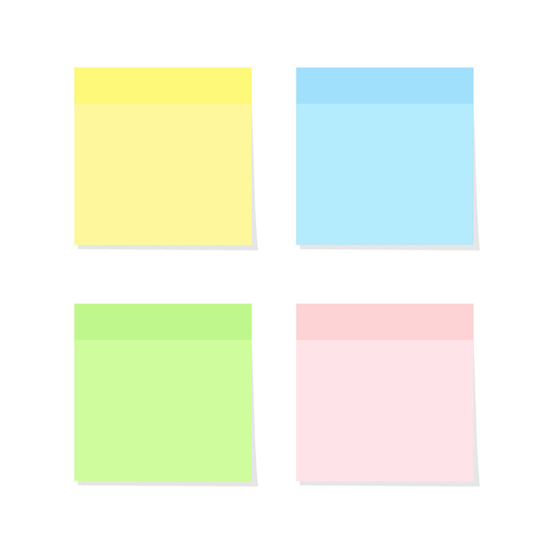 Lepicí papír set v různých barvách izolovaných na bílém pozadí - vektorová ilustrace barevného poznámkového papíru. - Vektor, obrázek