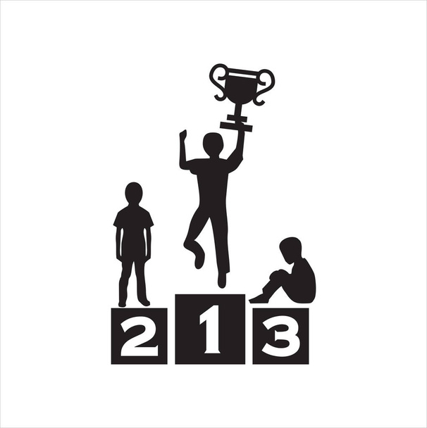 Child Winning Logo Stock Vectors. Gewinner Kind Stock Illustrationen. Gewinner Human Icon Design. Design von Erfolgsvektoren - Vektor, Bild