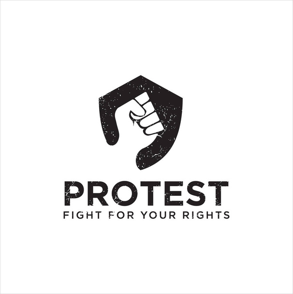 Protest Logo Design Vector Stock. Logo protestu. Rewolucja Podniesione Logo Pięści - Wektor, obraz