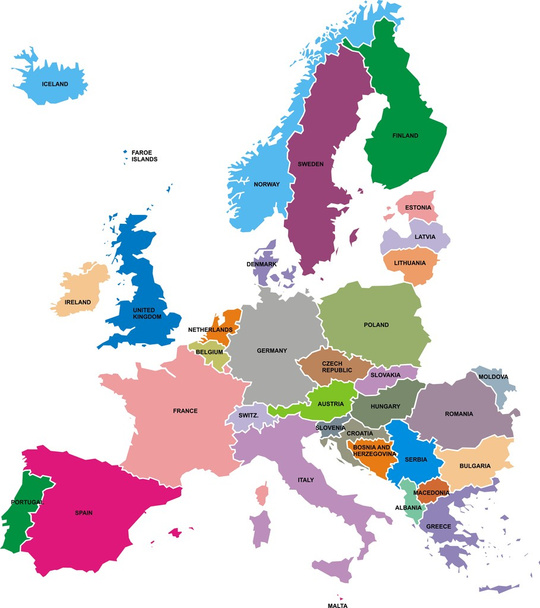 Mapa Evropy - Vektor, obrázek