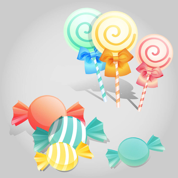 Ilustración de dulces, con vector de fondo gris
 - Vector, Imagen