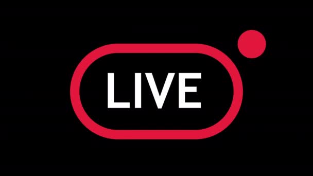 Live-Stream Video-Banner, roter Text live auf schwarzem Hintergrund mit Animation Glühbirnenrand. Looping Motion Graphic, Videomaterial. - Filmmaterial, Video