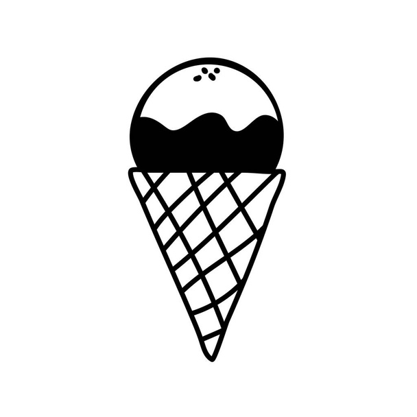Isolated ice cream cone silhouette style icon vector design - Vector, Image