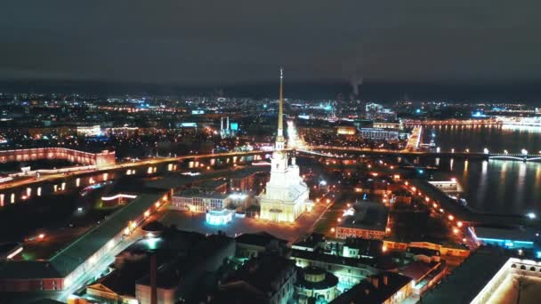 Peter ve Paul Kalesi 'nin hava manzarası, St Petersburg, Rusya - Video, Çekim