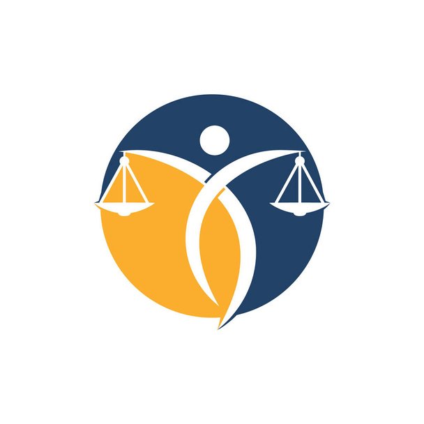 Der Mensch mit dem Logo der Gerechtigkeit. Recht und Rechtsanwälte Logo Design. - Vektor, Bild