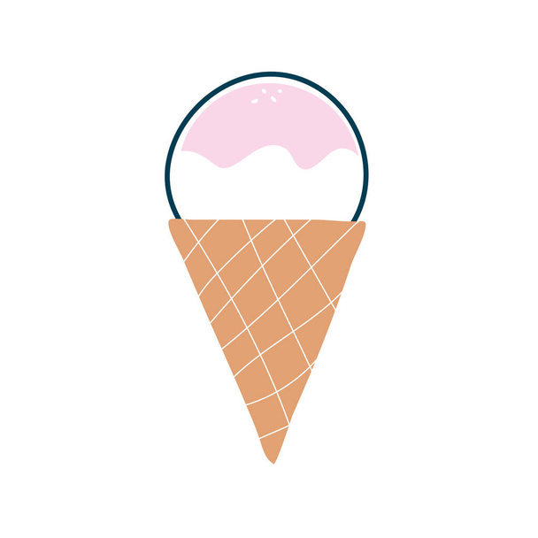 隔離されたアイスクリームコーンフラットスタイルのアイコンベクトルデザイン - ベクター画像