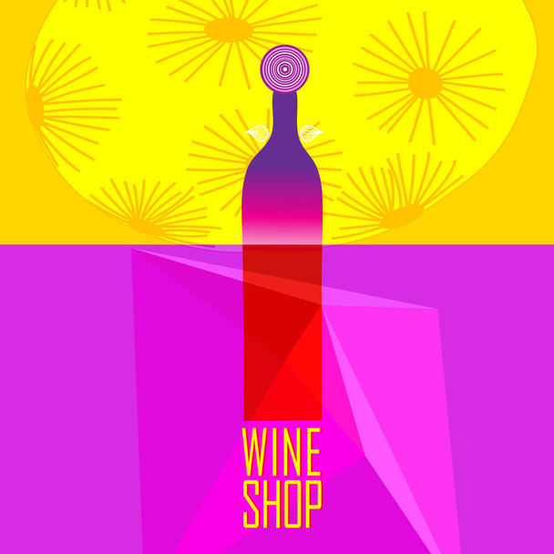 Illustration vector poster with wine on pop art background. Ads for delicious wine. - Vector, imagen