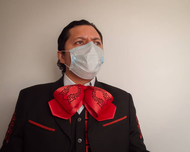 mariachi singer wearing face mask  - Photo, Image