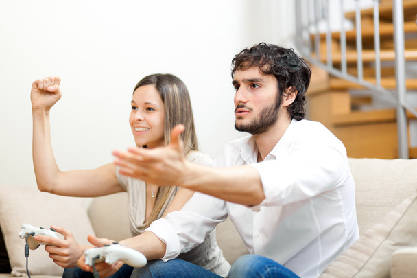 Couple playing video games - Foto, imagen