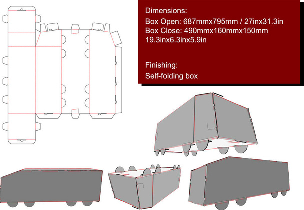 トラックボックス包装自己折り畳み型ダイカットベクトル - ベクター画像
