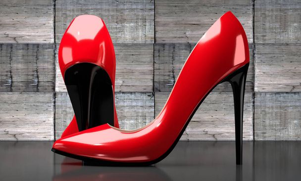 Rode hoge hak schoenen - 3D illustratie - Foto, afbeelding
