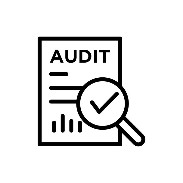 audit icoon in outline stijl op witte achtergrond, Document inspectie iconen zoals kwaliteit, financiën, productie - Vector, afbeelding