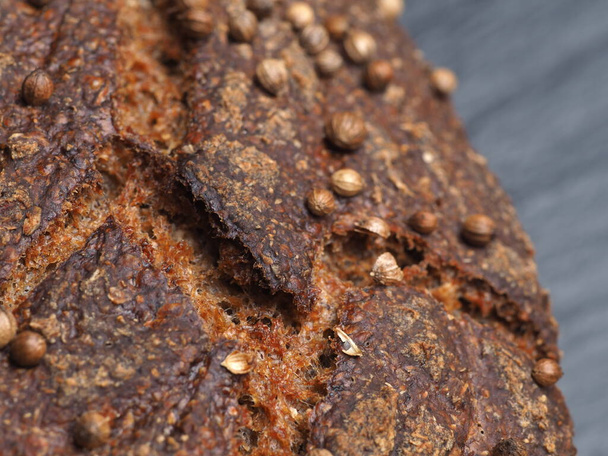 texture of Borodino bread on malt and unleavened sourdough - Photo, Image