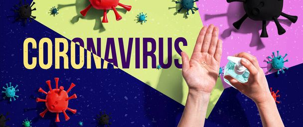 Coronavirus theme with person washing their hands - Foto, Bild