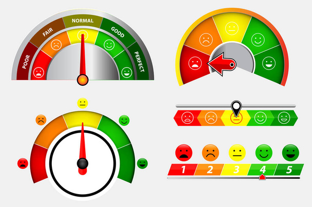 set of score indicators or rating meter level or gauge speedometer indicator concept. eps 10 vector, easy to modify - Vector, Image