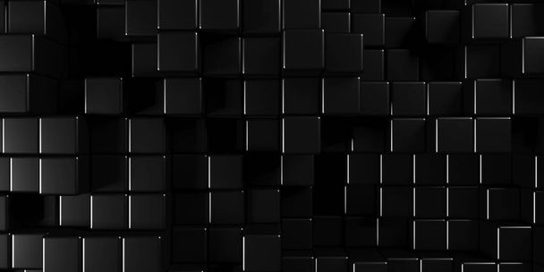 Dark silver cubes. Abstract metallic background. Modern design. 3d render - Fotoğraf, Görsel